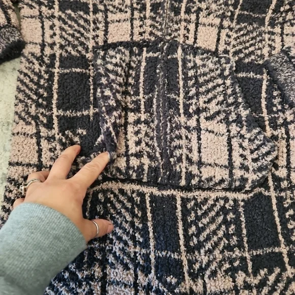 SKIMS Cozy Knit Black And Tan Plaid Jumpsuit Pajama Loungewear Cozy Zip Up 8/10 - Picture 7 of 12